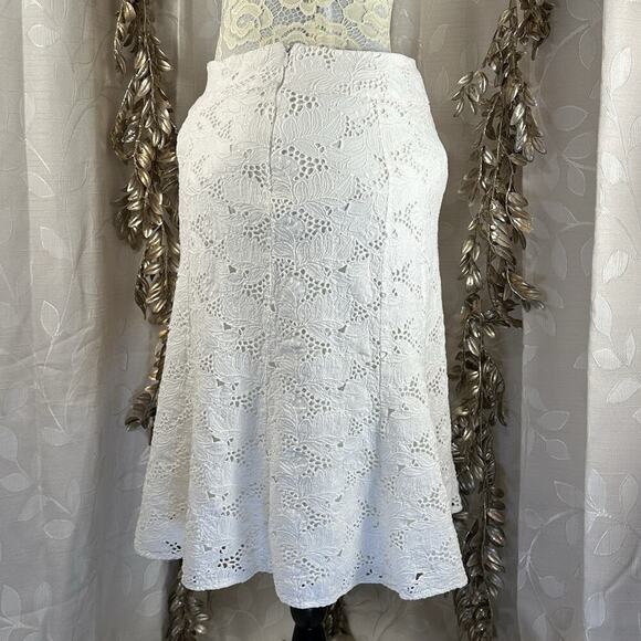 Coldwater Creek White Lace‎ Skirt L Cottagecore, Parisian, Coastal, 100% Cotton - Picture 7 of 12